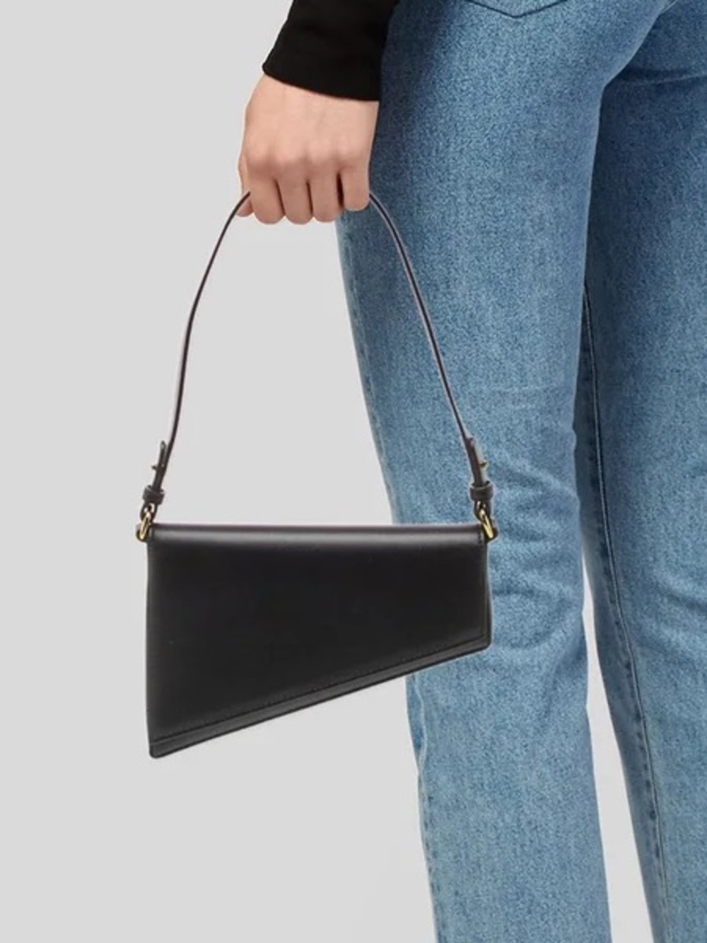 Aupen black vegan leather shoulder mini bag